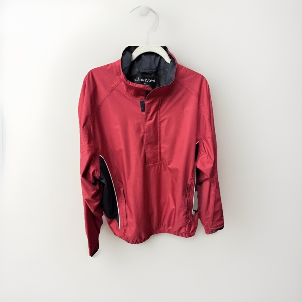 FootJoy/DryJoys Tour Pullover Red Half Zip Windbreaker Golf Men's Large
